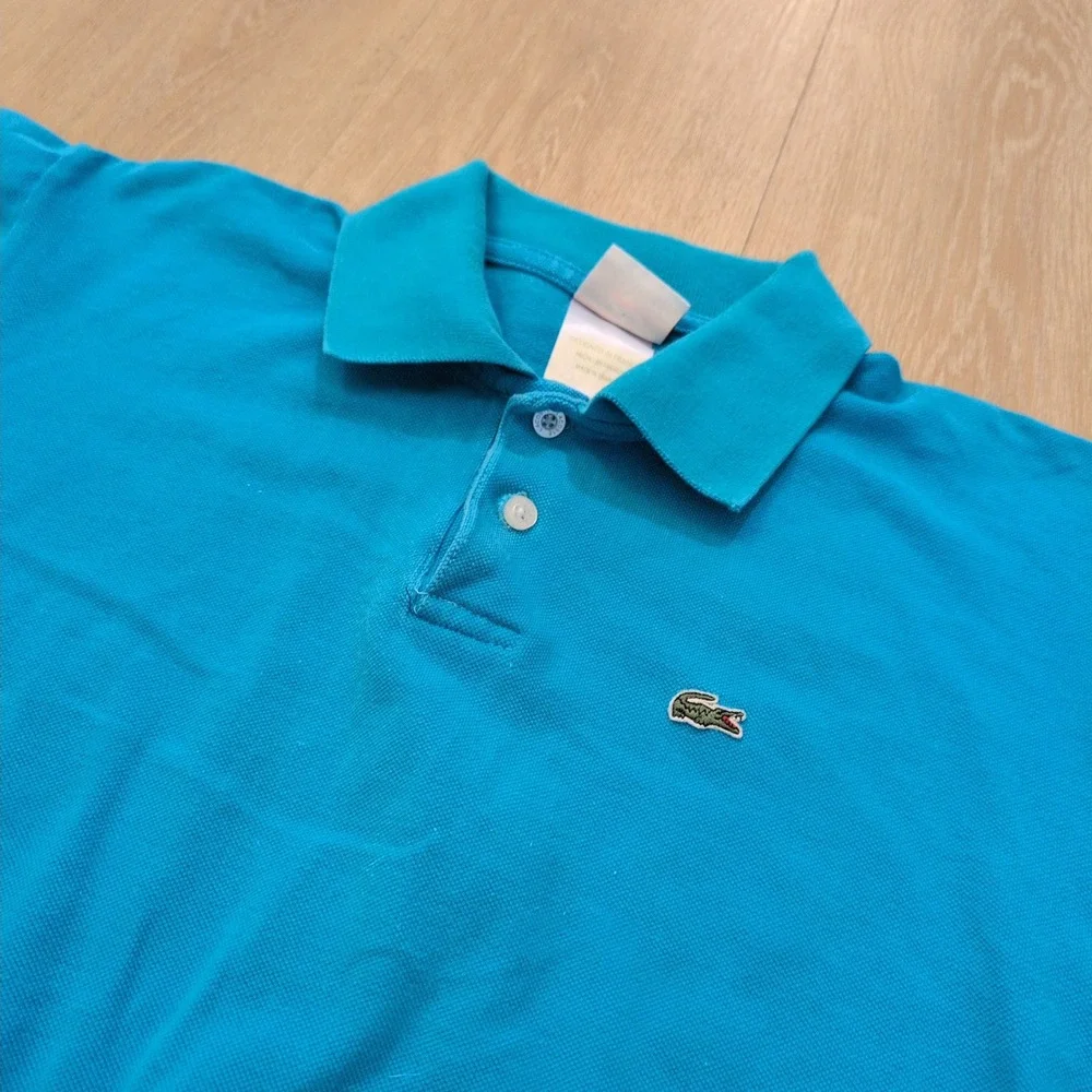 Lacoste Boys Size 4 Medium Blue Polo Shirt Croc Gator Golf Preppy‎